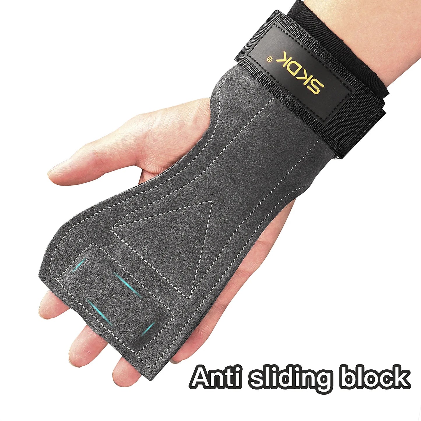 Cowhide Gym Gloves Grips Anti-Skid Weight Power Belt Lifting Pads Deadlift Belt Workout Crossfit Fitness Gloves Palm Protection