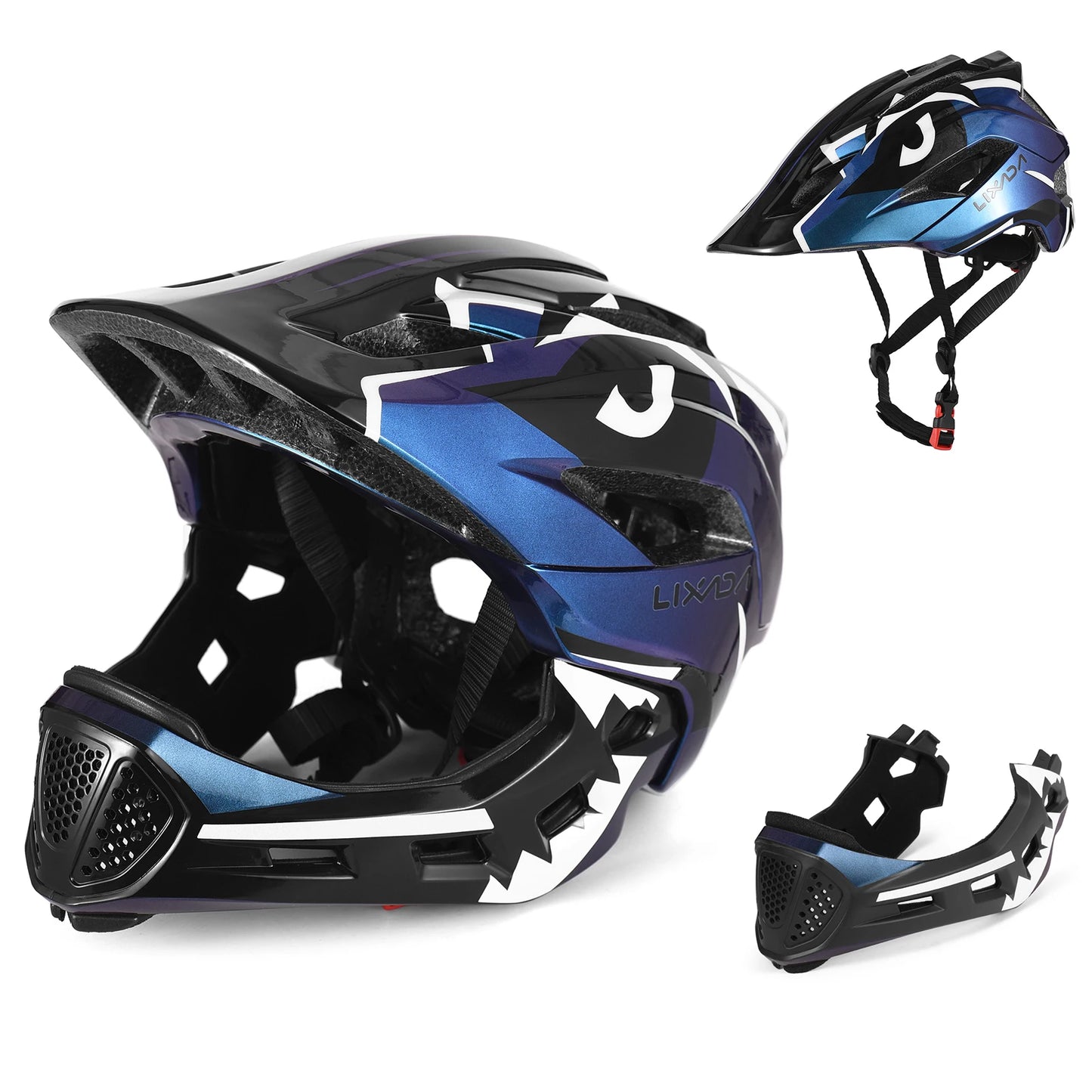 Kids Detachable Full Face Cycling Helmet For Bike Skateboard And Roller Skating