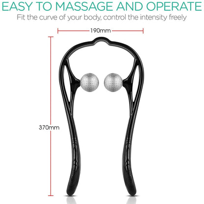 Neck Massager Shiatsu Deep Tissue Dual Trigger Point Shoulder Massager for Pain Relief, Ergonomic Handle, Lightweight & Portable