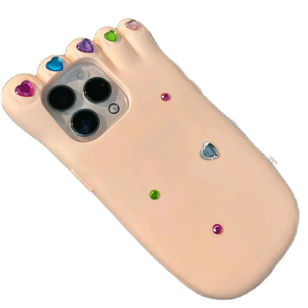 INS Funny Pedicure Manicure Foot Phone Case For iPhone 15 14 13 Pro Max Korea Cute Cartoon Anti-Drop Soft Silicone Cover