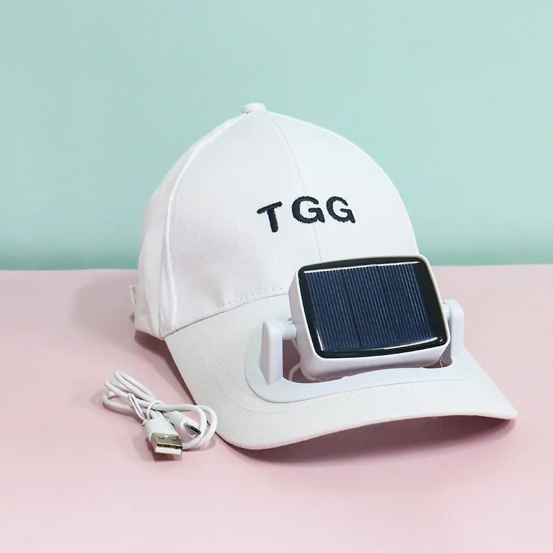 Wide Brim Solar Fan Hat With Detachable Fan
