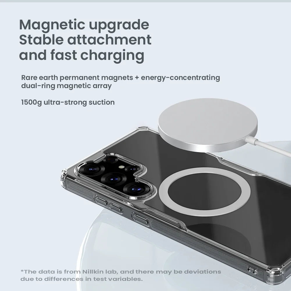Nature Pro Magnetic Transparent Case for Samsung Galaxy S26 Ultra / S26 Plus / S25 Ultra / S24 Ultra – PC + TPU Frame Protective Cover