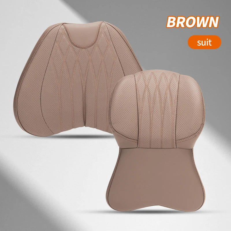 PU Car Lumbar Back Support Headrest Neck Pillow Memory Foam Lumbar Pillow Universal Soft Neck Pillows Cushion Car Supplies