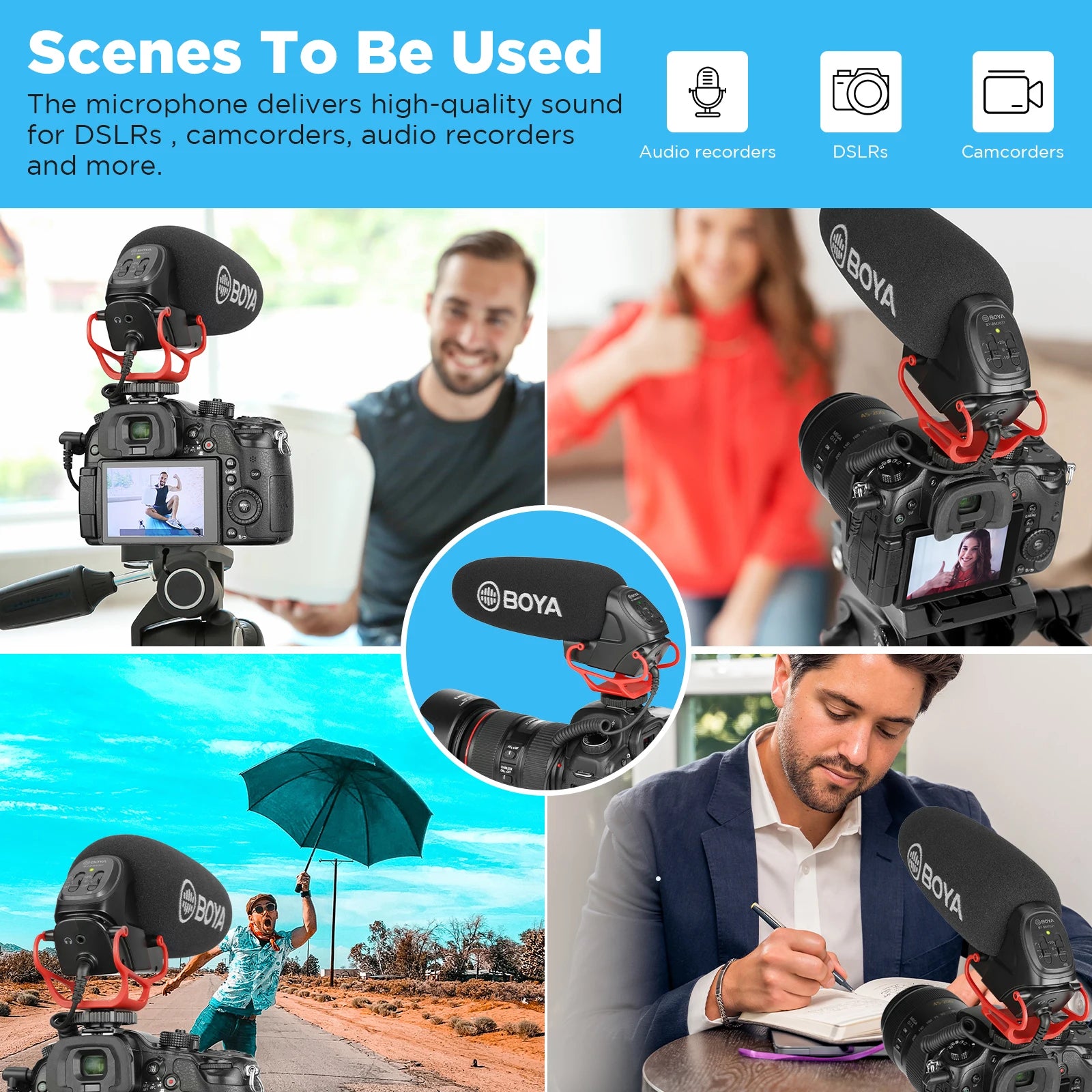 BY-BM3031R Super-cardioid Condenser Shotgun Microphone for DSLR Camcorders Audio Recorders Streaming Youtube Recording Vlog