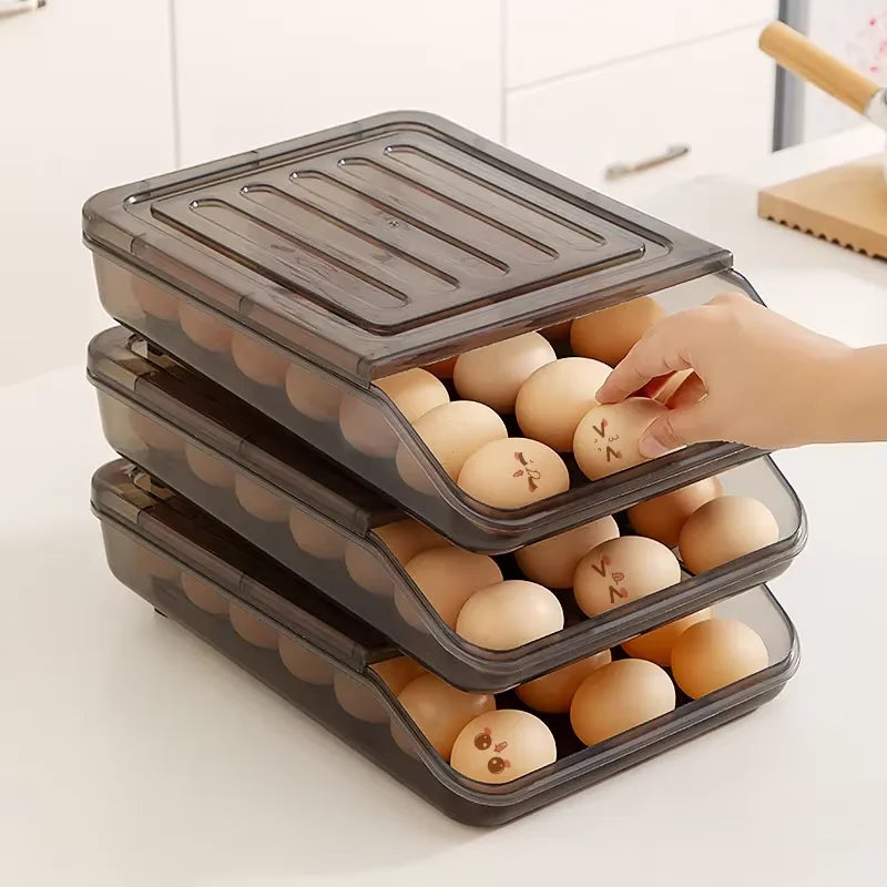 Automatic Rolling Egg Box Multi-Layer Rack Holder – Refrigerator Egg Storage Basket Kitchen Organizer