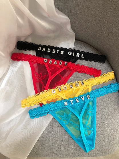 Custom Thong Name Crystal Letter Women Underwear Customized personalised G-String Panties tanga