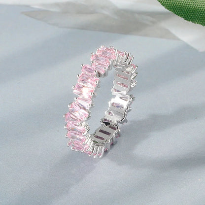 Romantic Pink Heart Cut Cubic Zircon Wedding Ring