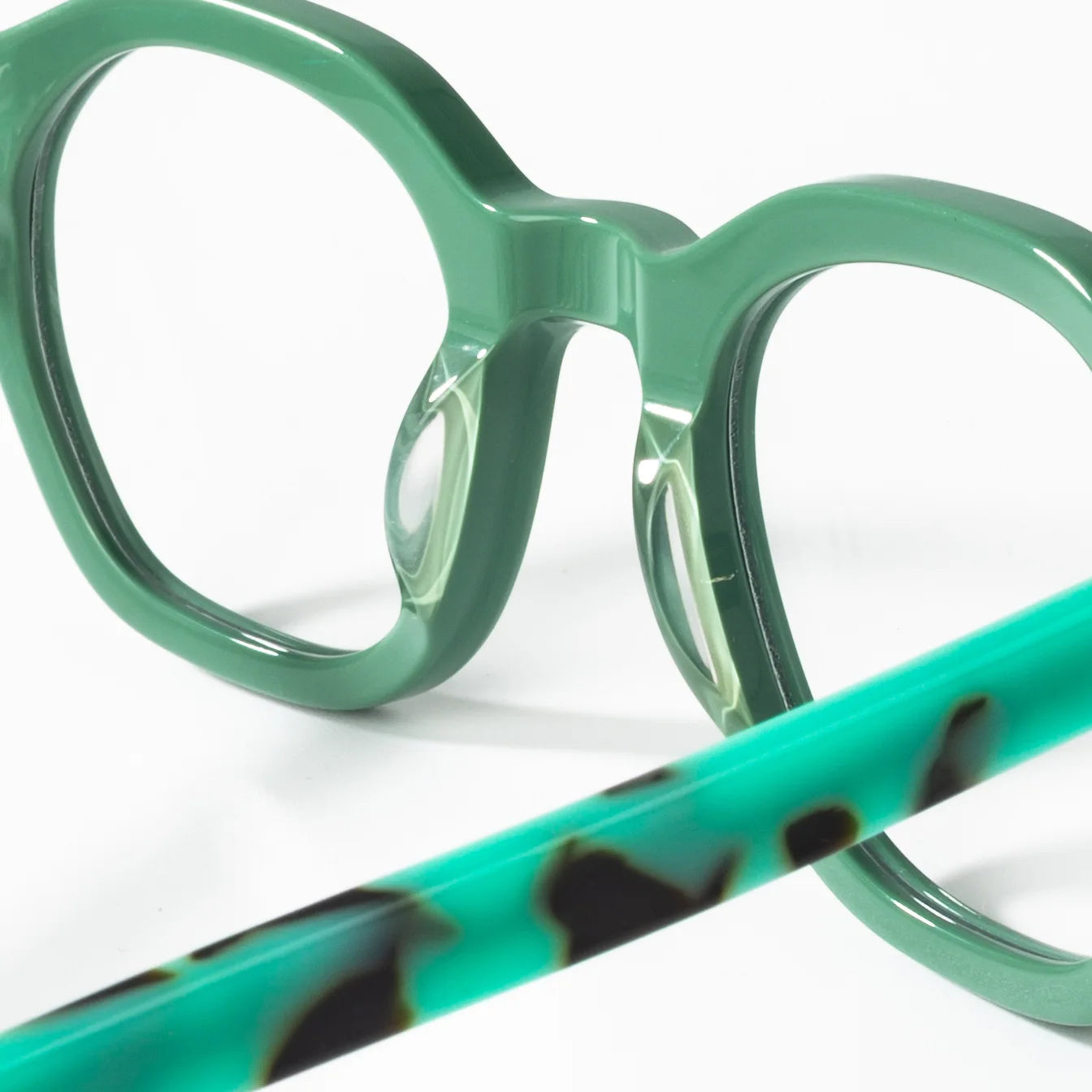 Small Size Retro Polygon Eyeglasses Green Luxury Acetate Eyewear Optical Prescription Frames