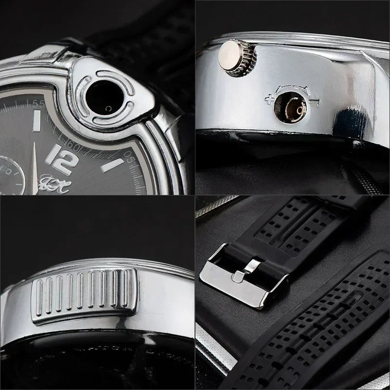 Outdoor Watch Inflatable Lighter Fashion Metal Gas Windproof Portable Open Flame Lighter Smoking Cool Personality Gift 2025 New