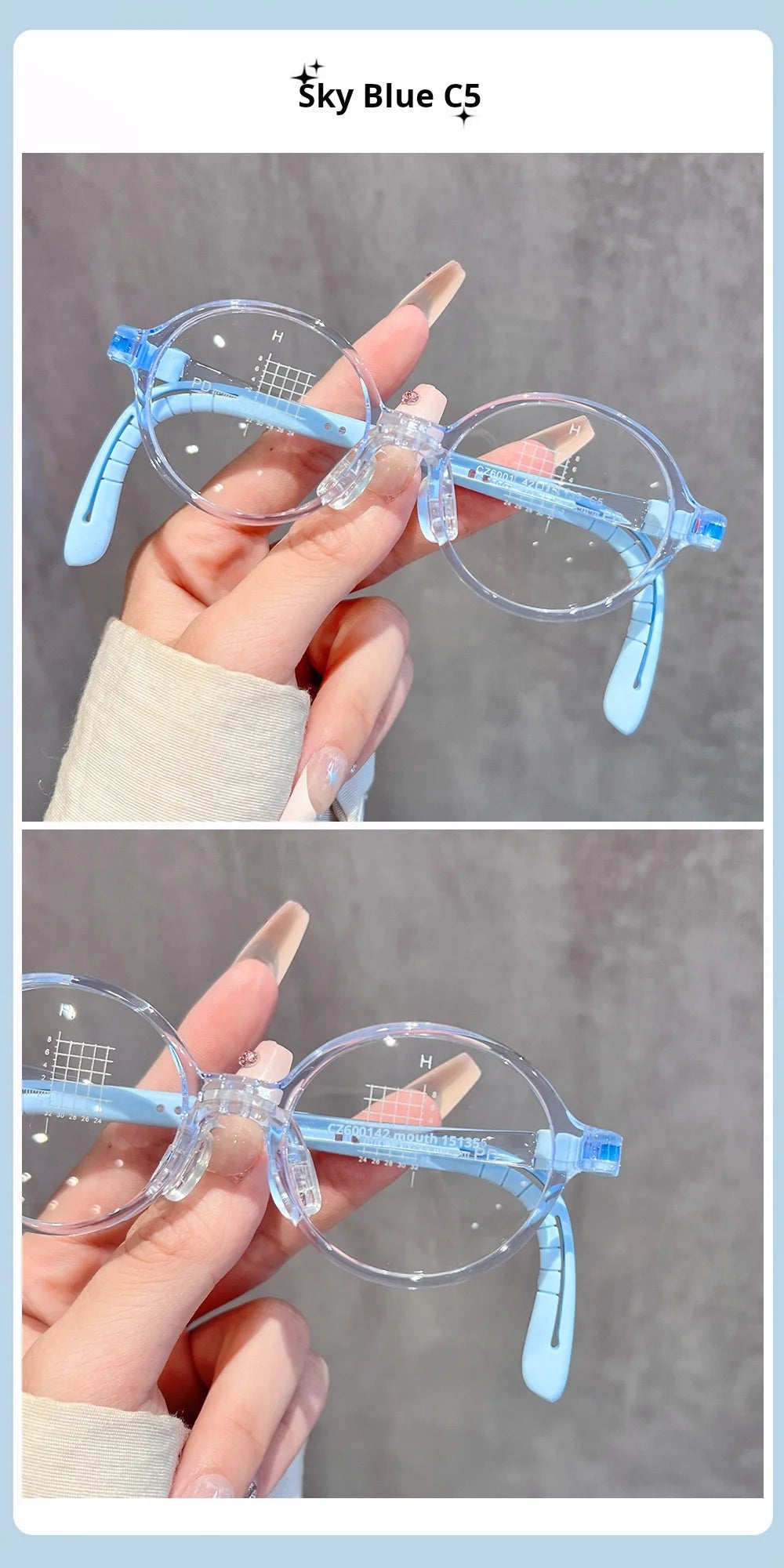 Retro Round Lightweight Flexible Plastic Eyeglasses Frames