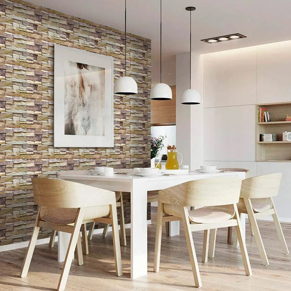 10pcs 3D Faux Stone Peel and Stick Wall Panel Self Adhesive Kitchen Tile Backsplash 3D Wall Sticker Tile Sticker 30cm x 30 cm