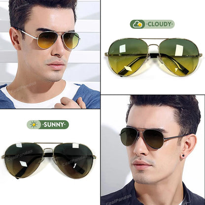 Pilot Sunglasses For Men Polarized Day Night  Vision Driving Sun Glasses Women Anti-Glare