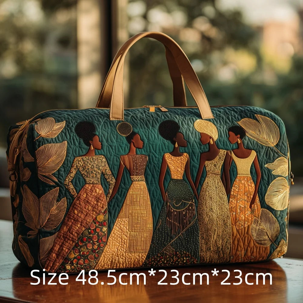 3D Quilted Africa Travel Bag for Women Boho Weekender Bag with African Women Map Print Carry on Luggage Unique Festival Bags