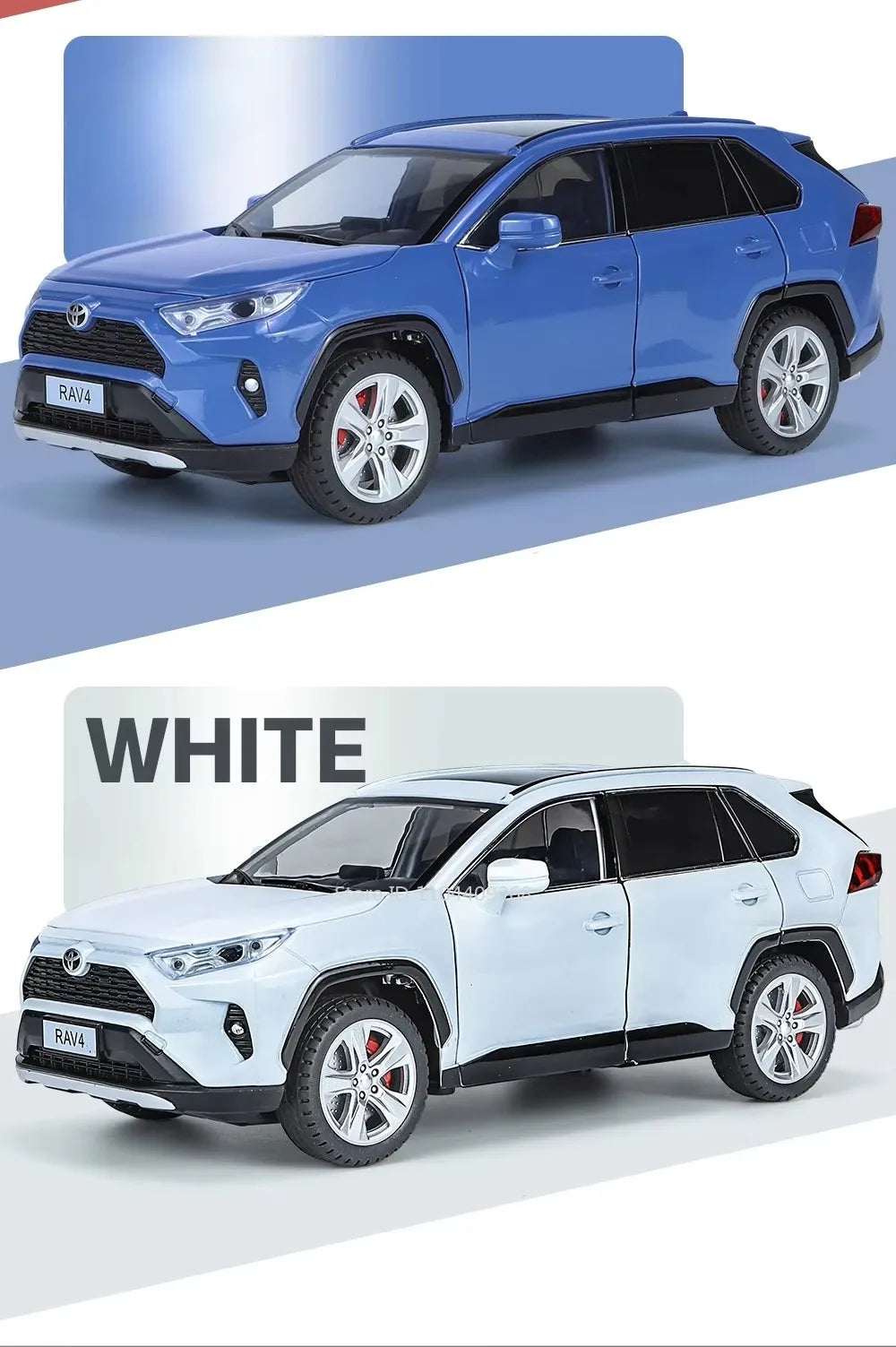 1:24 Scale RAV4 Camry Model Car Toy Metal Diecast Simulation Collection Sound & Light Vehicles Models Hobby Ornaments Gifts