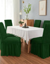 1PC Seersucker Chair Cover with Skirt Stretch Wedding Chairs Covers Dining Room Universal Size Seat Slipcovers for Banquet Party