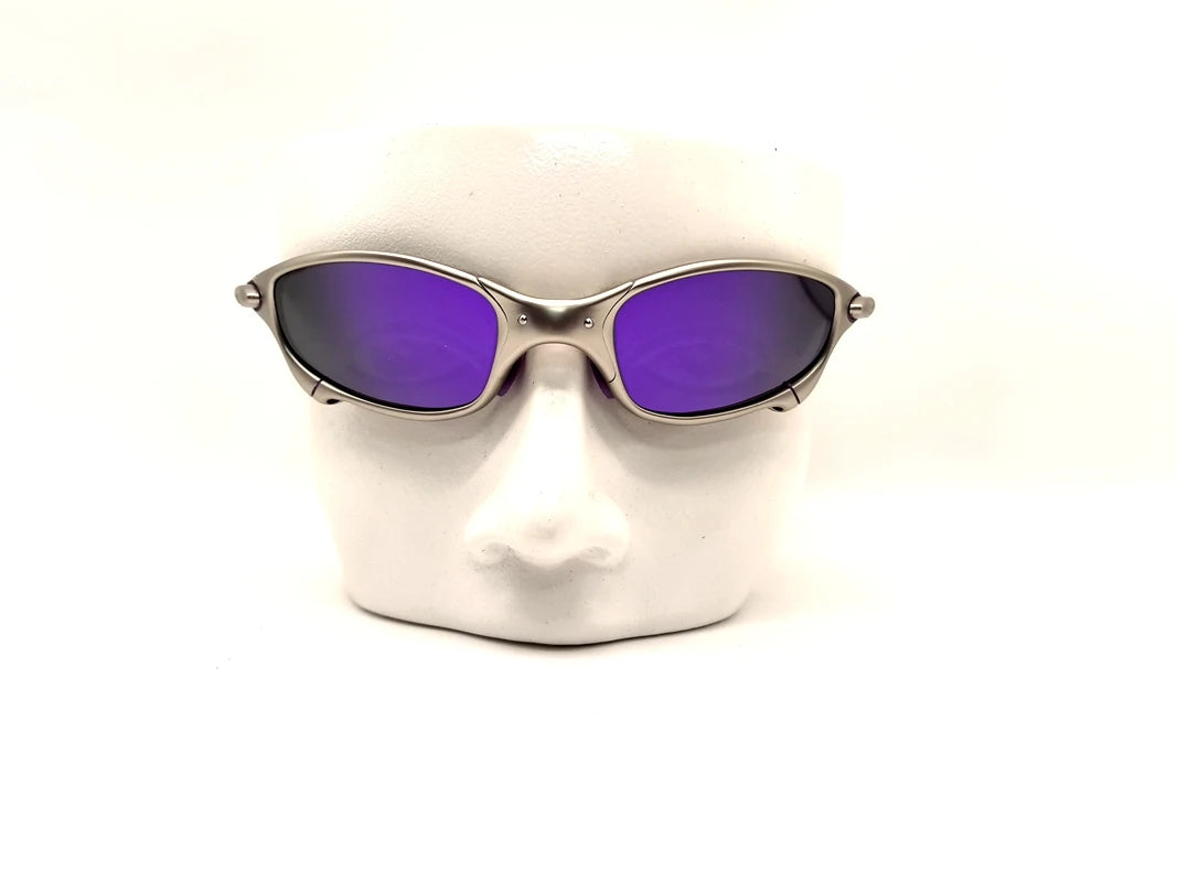 Polarized UV400 MTB Bike Cycling Sunglasses – Silver Metal Frame Riding Fishing Eyewear