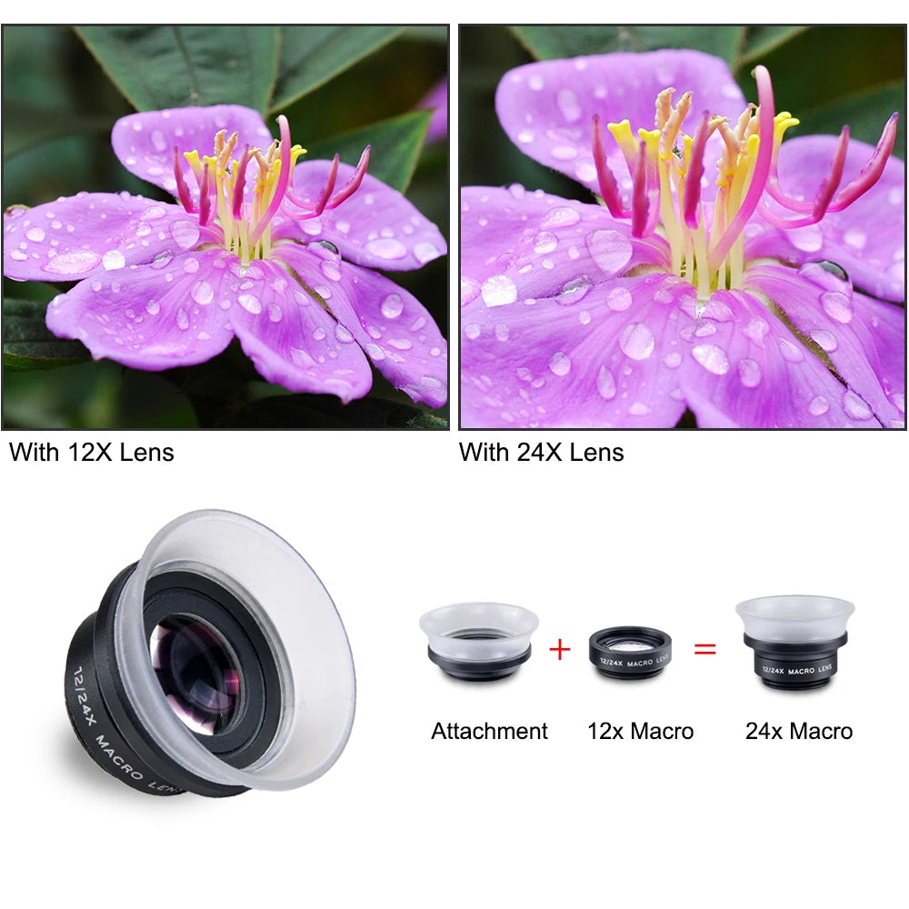 12X 24X Super Macro Smartphone Lens with Universal Clip