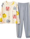 Women’s Cute Lazy Style Cotton Pajama Set – Soft, Loose Long Sleeves & Pants