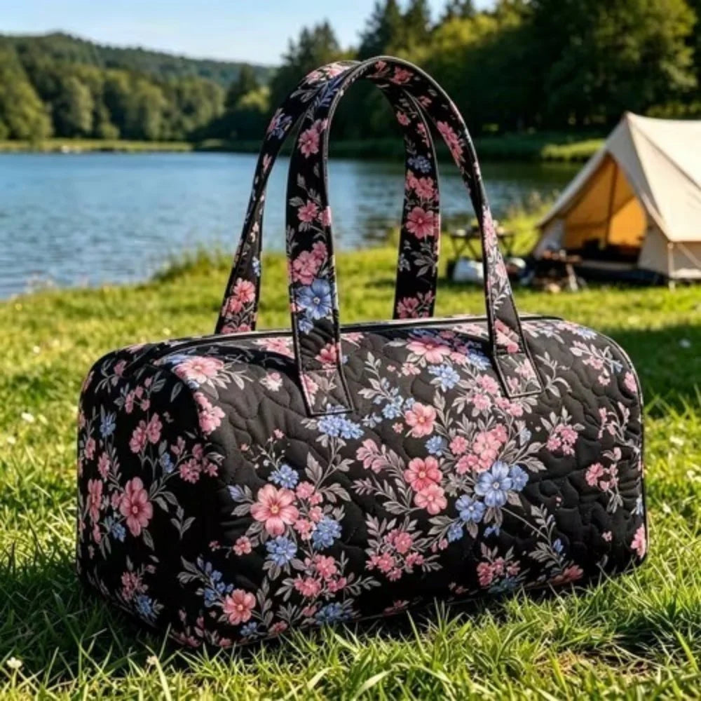 Cute Dachshund Dog Print Quilted Duffel Bag Rainbow Striped Pet Lover Travel Lightweight Polyester Weekender Bag for Women Girls