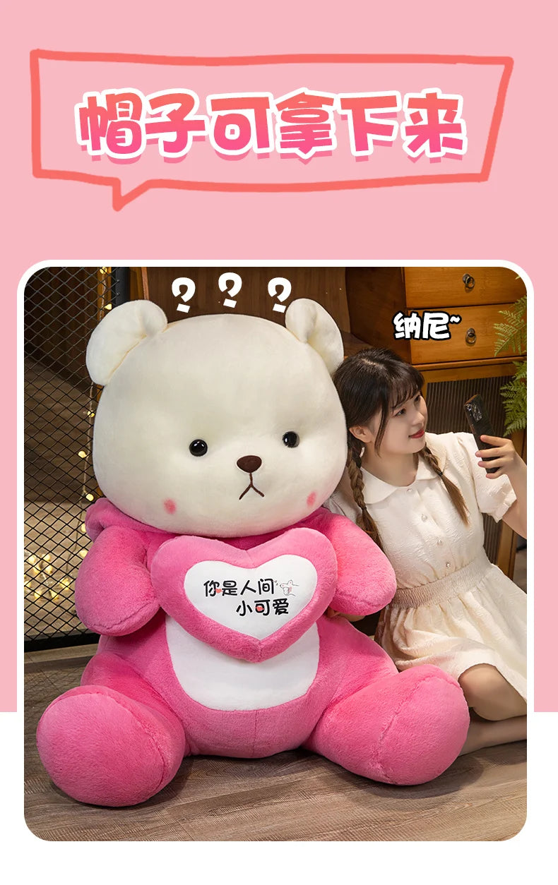 Pink Teddy Bear Plush Stuffed Animal with Cloth