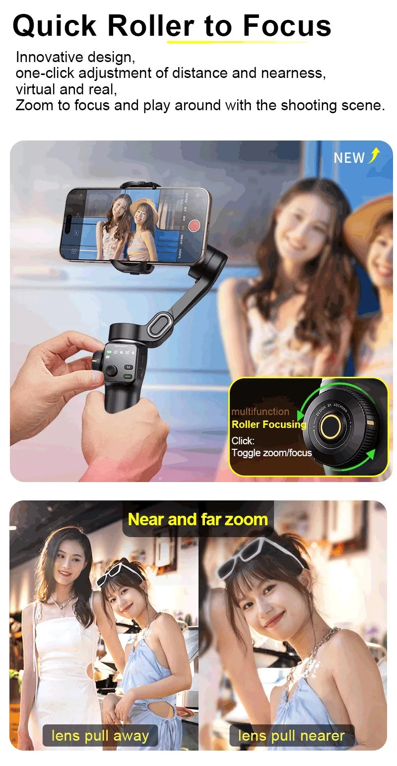 3-Axis Handheld Gimbal Phone Stabilizer with Extension Rod  8.0 Anti Shake Face Tracking for Phone Outdoor Shooting Vlog