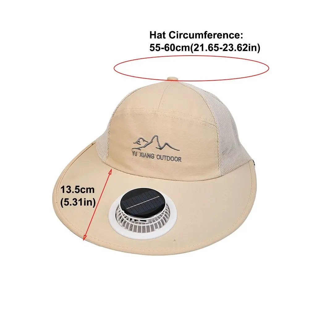 Solar Fan Baseball Cap With USB Charging
