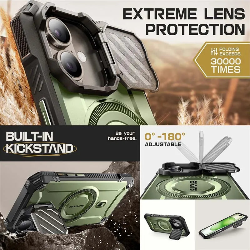 For iPhone 16 Case 6.1" 2024 UB Mag XT Heavy Duty Rugged Strong  Phone Case with Camera Cover Kickstand
