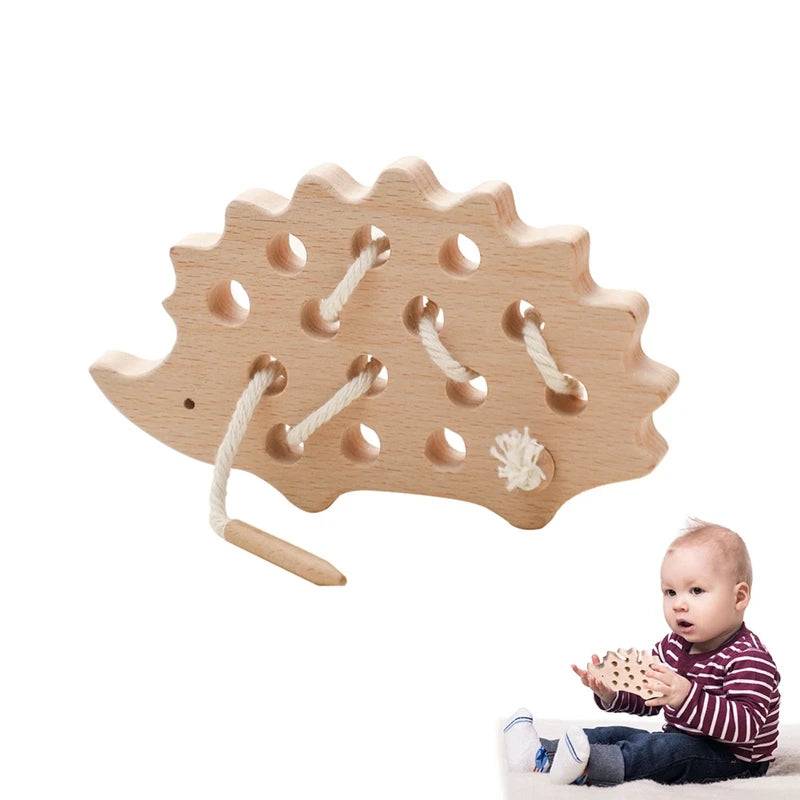 Wooden Montessori Toy For Babies Threading Puzzle Game Baby Room Decoration Early Education Wooden Toys Sensory Touch Shape Toys