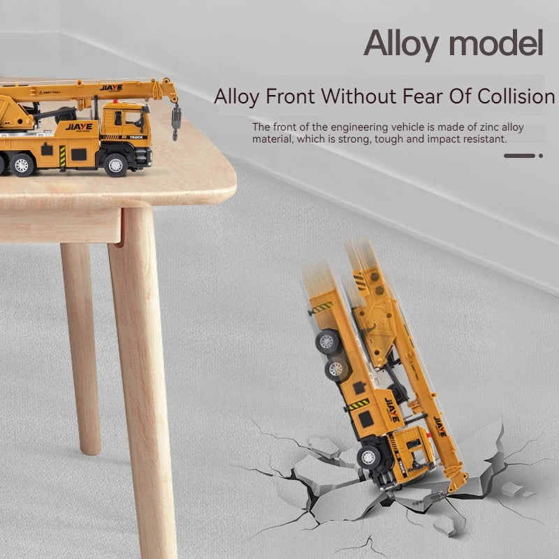 1/50 Scale Crane Engineering Car Model Toy Metal Vehicles Body Alloy Diecast Simulation Crane Rubber Tire Toys For Boys Gifts