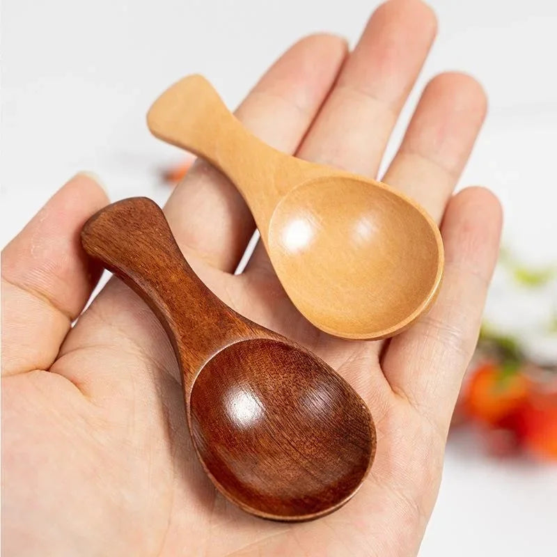 8/1pcs Mini Wooden Spoons Kitchen Spice Condiment Spoon Coffee Tea Sugar Teaspoons Kids Short Handle Wood Scoops Home Tableware