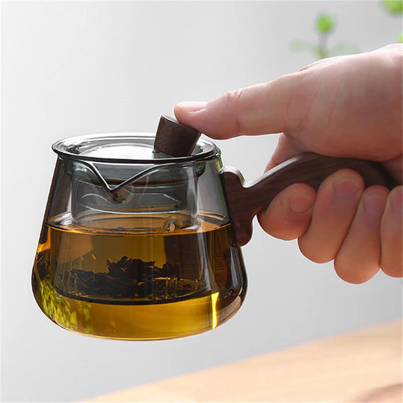 Japanese 350ml Side Handle Glass Teapot With Tea Infuser Filter Brewing Flower Tea Pot Puer Oolong Tea Maker Kungfu Tea Set