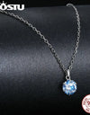 Moissanite Pendant Necklace Round Cut Natural Blue Color 1 CT 925 Steling Silver Engagement Necklaces
