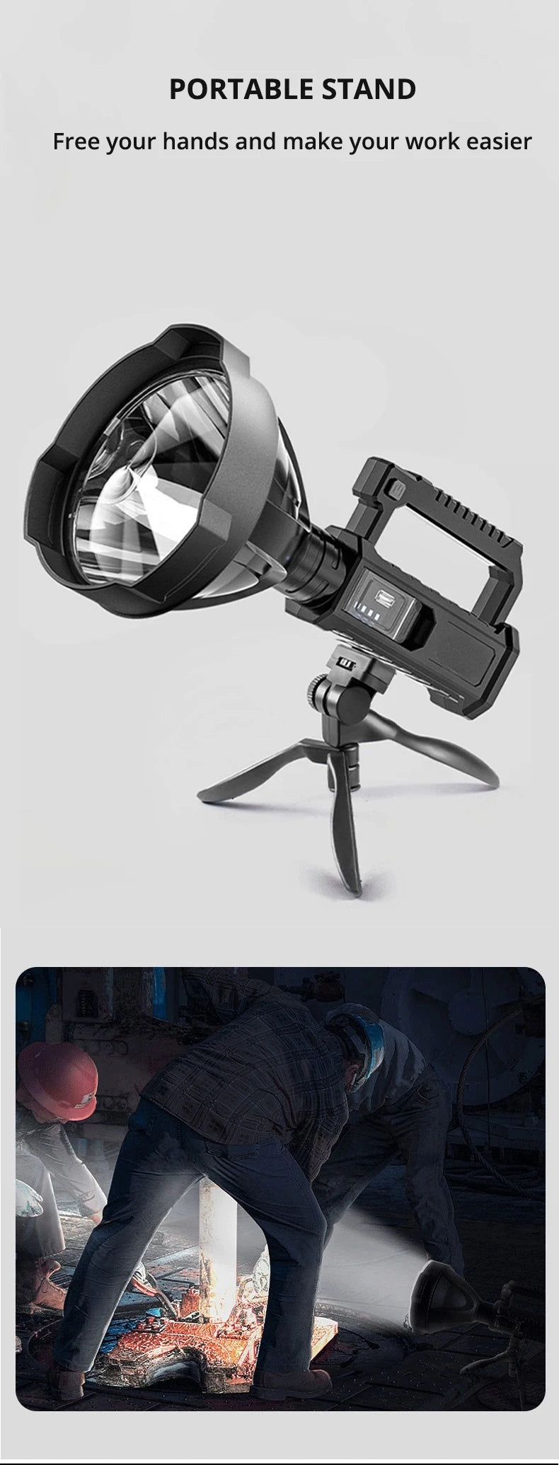 High Power Rechargeable Spotlight 3800 Lumens Ultra Long Range LED Searchlight Camping Lantern