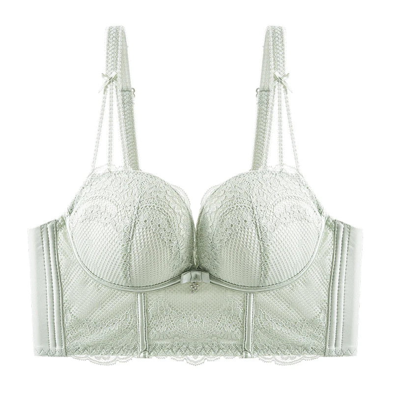 Women’s Low-Cut Lace Push-Up Bralette – Adjustable Straps, Fashionable Lingerie