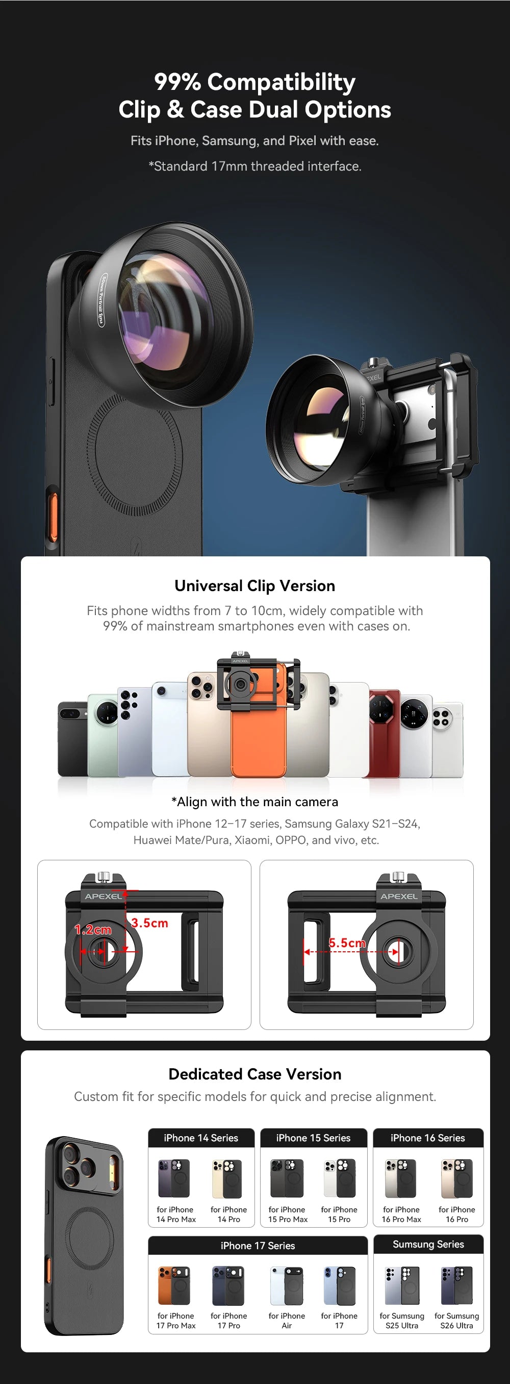 2X Smartphone Portrait Lens with Natural Bokeh Effect 50mm