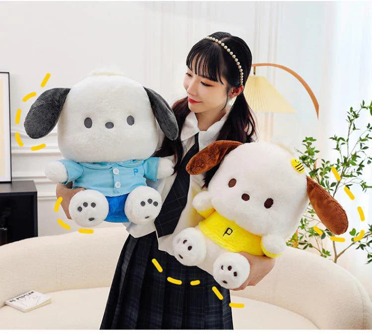 Cartoon Sanrio Pochacco Plush Toy Soft Stuffed Doll Cute Sofa Cushion Bedroom Decoration  Soothing Pillow  Anime Gift
