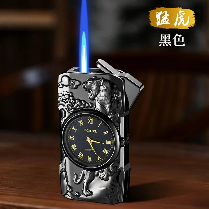 Personalized Quartz Dial Direct Flame Inflatable Lighter, Embossed Pattern To Give Boyfriend Exquisite Gifts, Cigarette Lighter