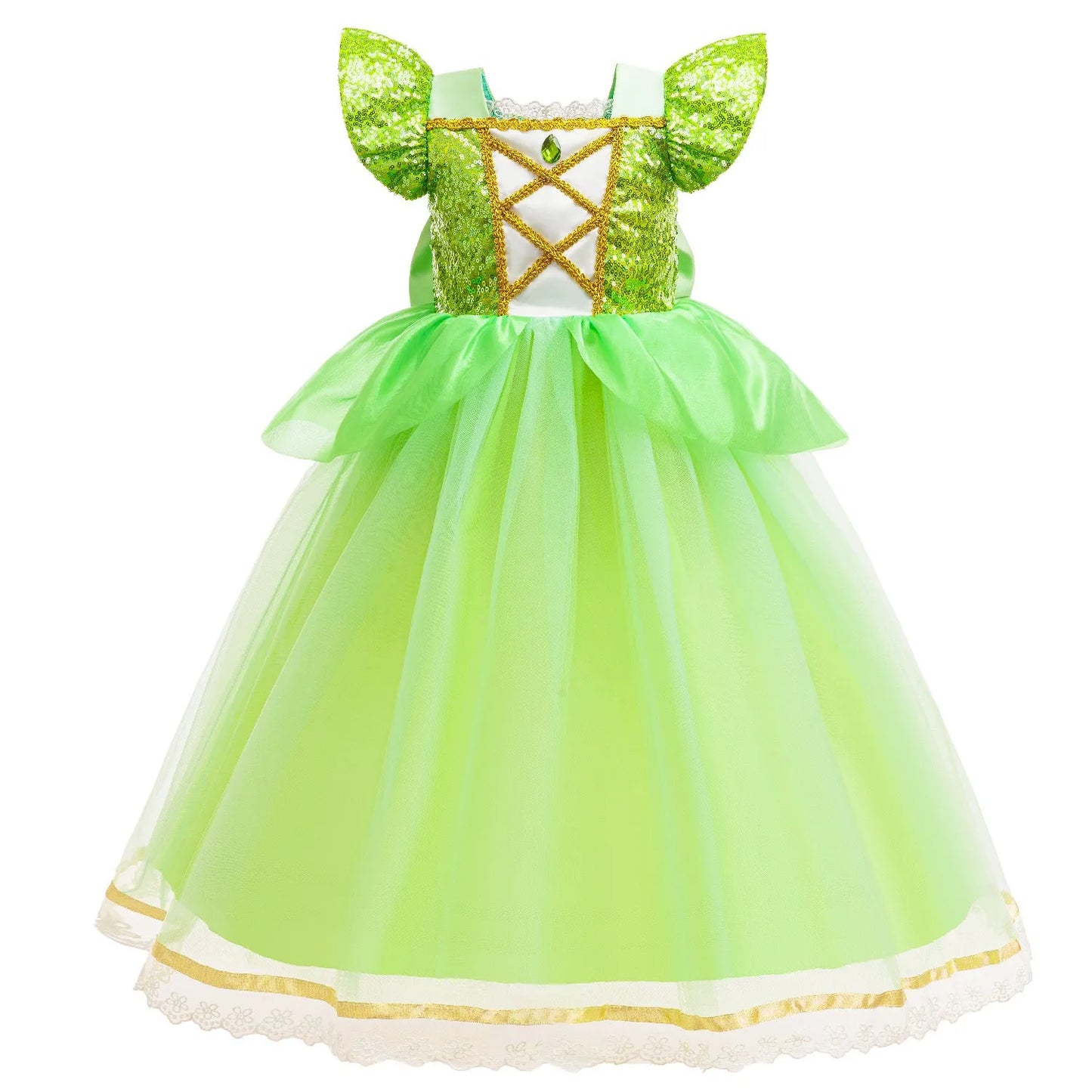 Fairy Green Sparkle Tulle Princess Dress with Bow