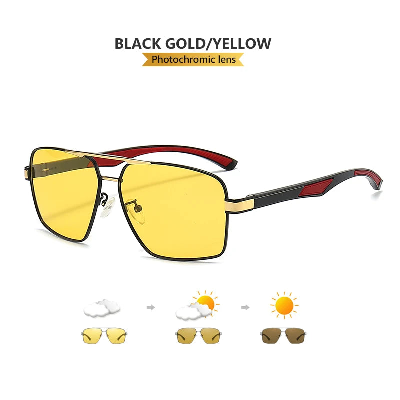 Photochromic Polarized Night Vision Driving Sunglasses UV400 Yellow Lens Goggles for Men Women