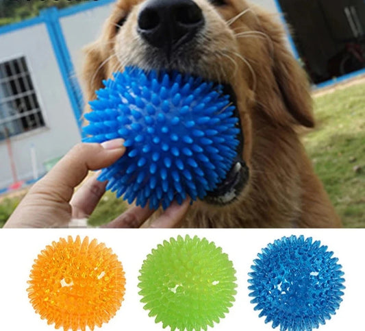 Pet Dog Toys Cat Puppy Sounding Toy Polka Squeaky Tooth Cleaning Ball TPR Training Pet Teeth Chewing Toy Thorn Balls Accessories