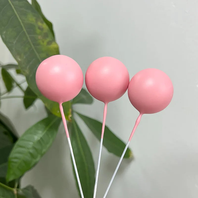 30Pcs Hot Pink Cake Balls Topper  Pink Silver Glitters Disco Balls Cake Toppers for Wedding Disco Birthday Cake Decor Supply