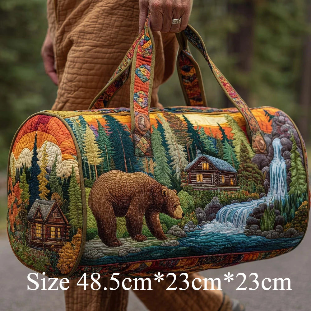 3D Quilted Travel Tote Bag Animal Print Bear Flamingo Peacock Llama Lion Boho Art Tote for Men Women Weekend Beach Trip Bags