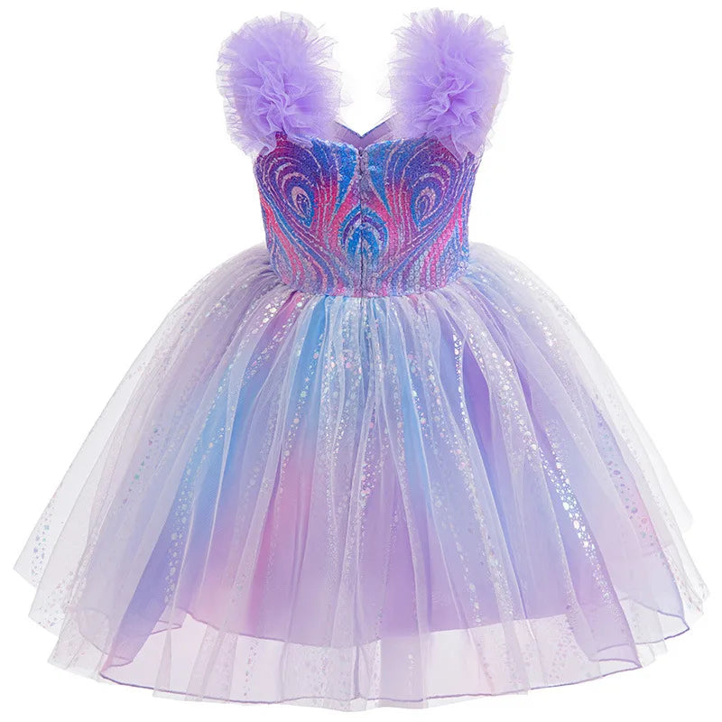 Good Witch Cosplay Dress - Girls Flutter Sleeve Tulle Ball Gown with Glitter Details | New Princess Party Dress for Halloween