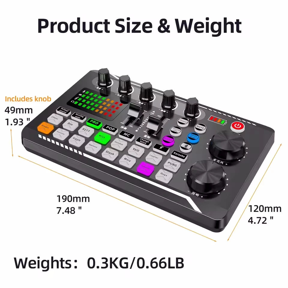 Professional USB Condenser Microphone Sound Mixer Kit With Bluetooth Voice Changer