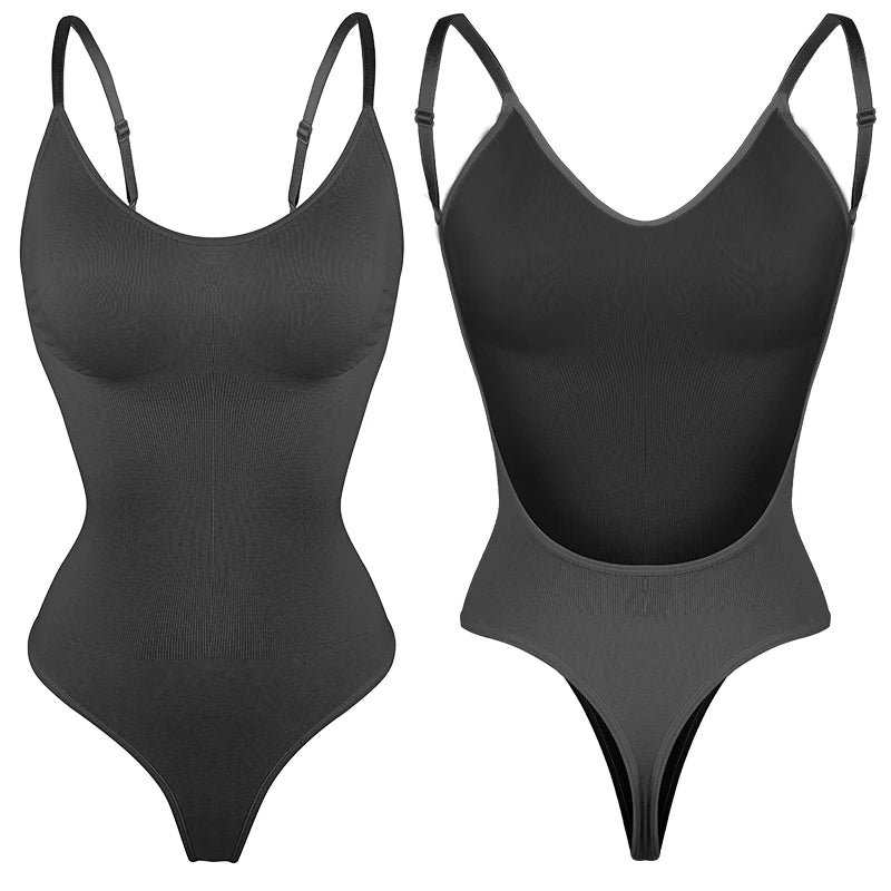 Women Backless Thong Bodysuit Shapewear – Tummy Control Slimming Corset