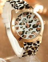 Geneva Watch Leopard Print Silicone Watch Fashion Casual Student Watch Leopard Print Color Quartz