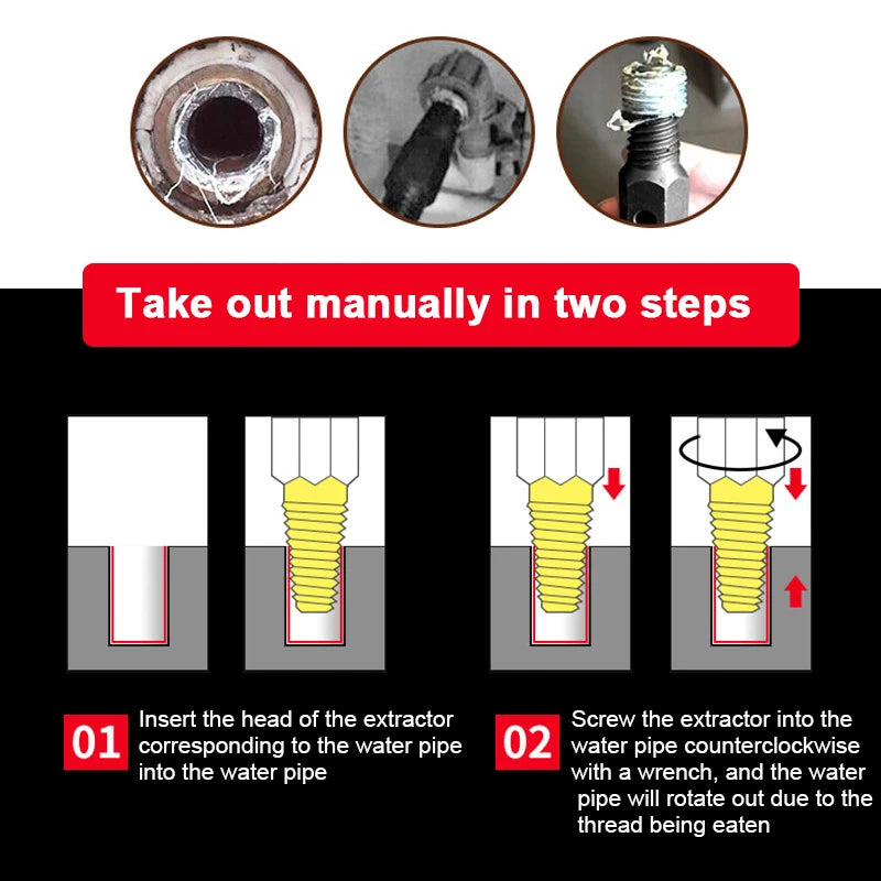 1/2″ 3/4″Broken Wire Extractor Faucet Damaged Bolts Wire Pipe Remover Double-head Water Pipe Triangle Valve Tap Bolt Remover