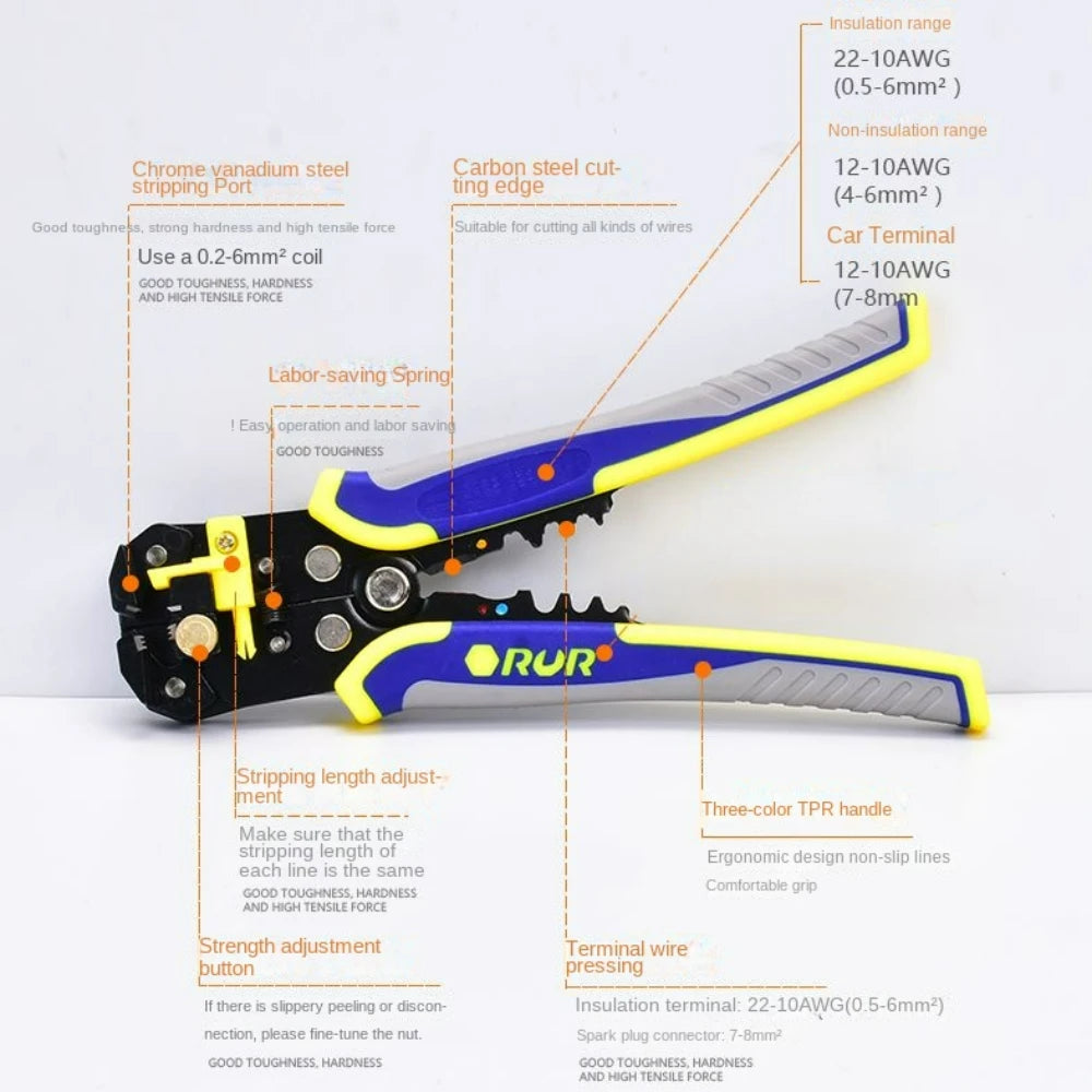 Handheld Wire Stripper Quick Copper Wire Stripping Tool Decrustation Plier Adjustable Electric Wire Cable Peel Electrician Cut