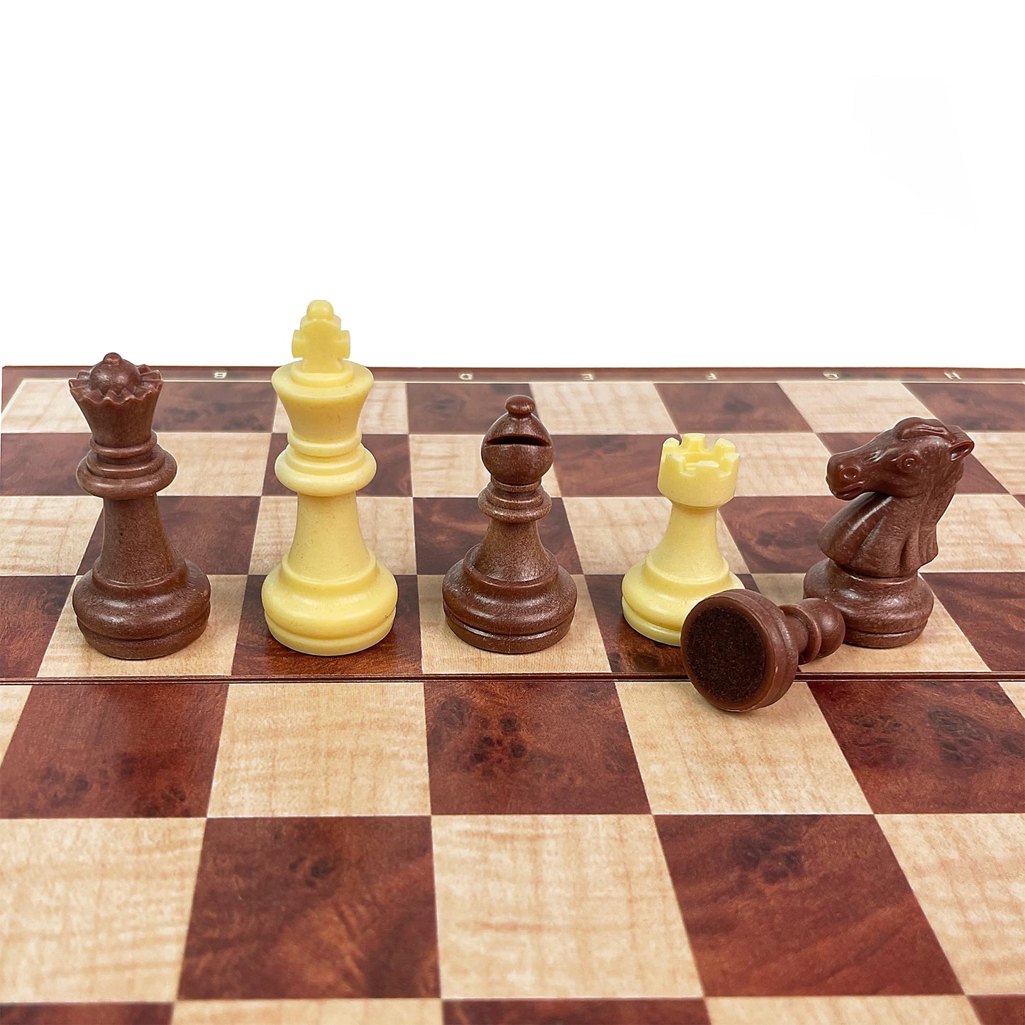 24cm 2 in 1 Foldable Magnetic Wooden Chess & Checkers Set