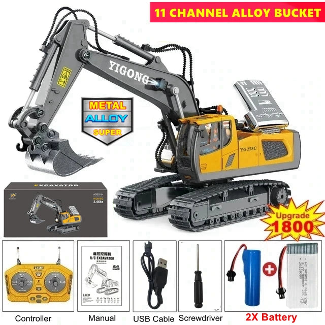 Remote Control Excavator 4x4 Alloy Dump Truck Bulldozer Radio Model RC Car Construction Vehicle Toy  Gifts